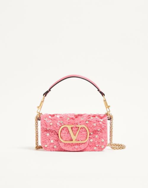 Valentino Garavani - Valentino Garavani Locò Small Embroidered Shoulder Bag - Pink - Woman - Shoulder Bags